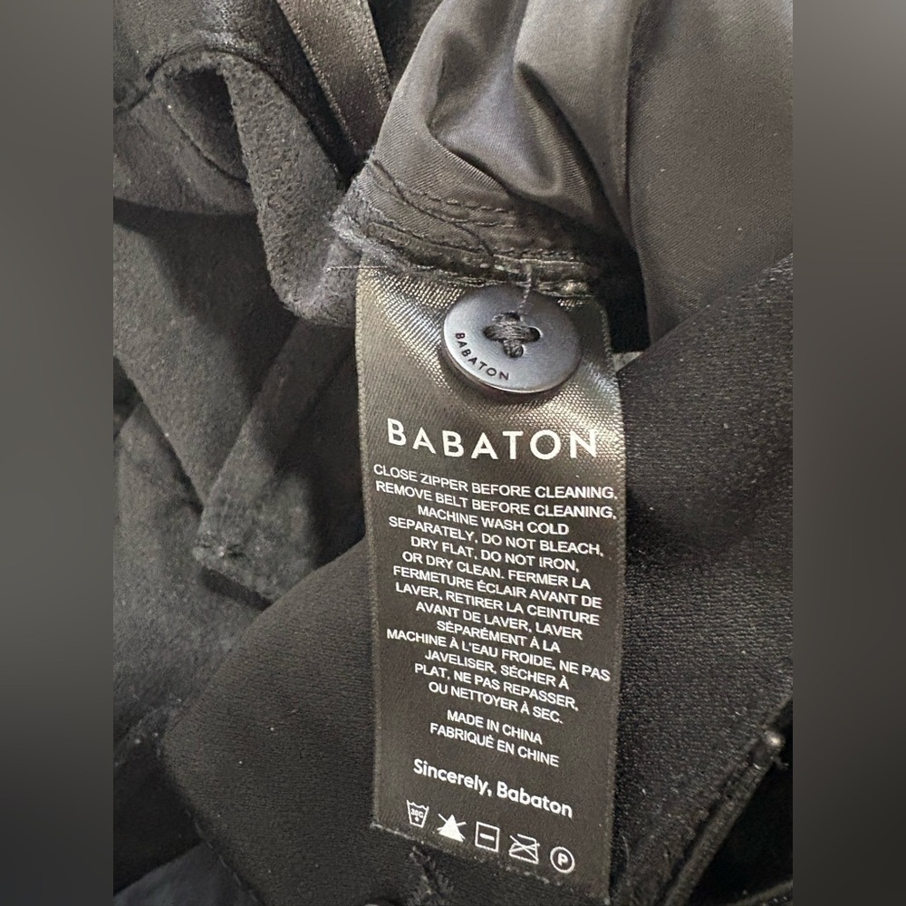 (51)Babaton Aritzia Black Pleather Paper Bag waist with belt, pockets. - Picture 6 of 7